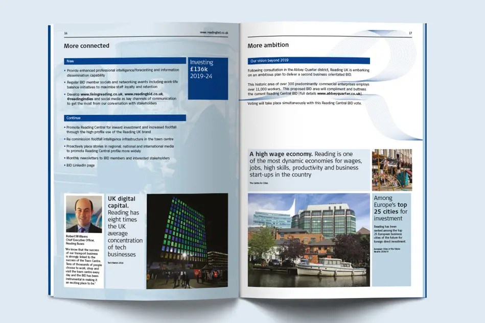 Reading UK BID brochure spread