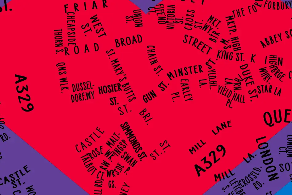 Pride of Reading Awards 2019 Typographic Map
