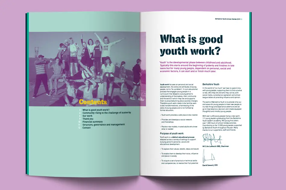 Berkshire Youth report spread design