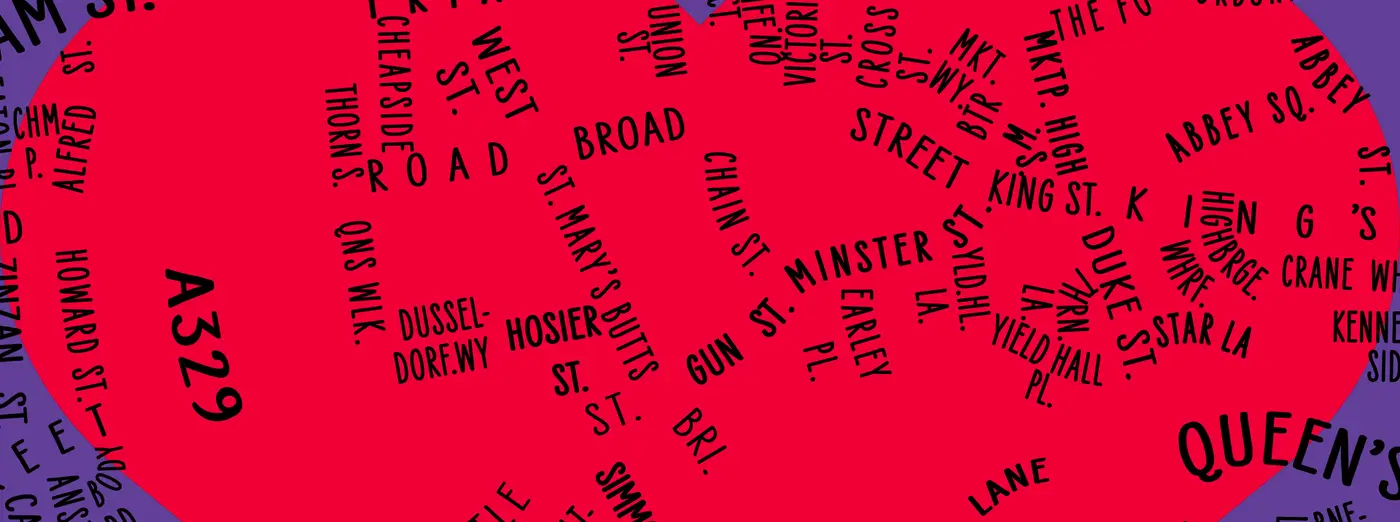 Pride of Reading Awards 2019 Typographic Map