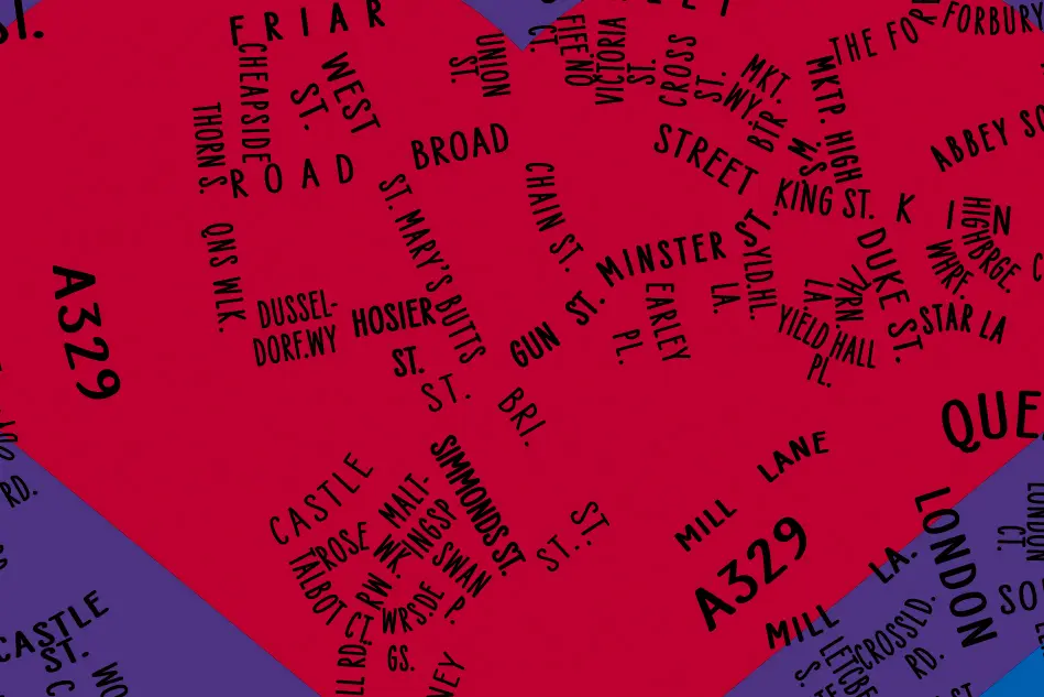 Pride of Reading Awards 2019 Typographic Map