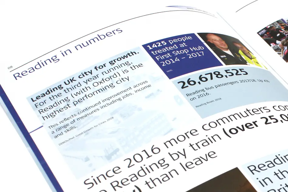 Reading UK BID brochure design