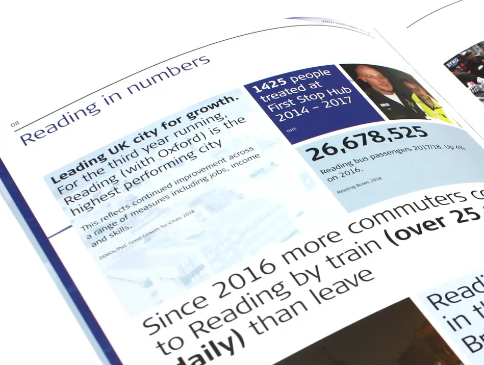 Reading UK BID brochure design