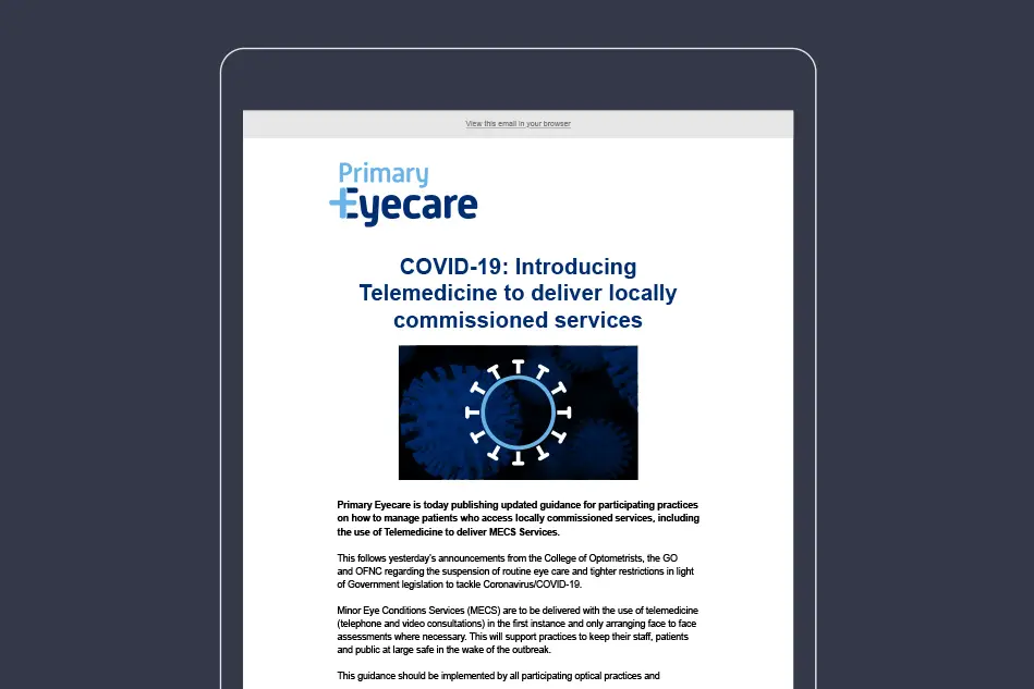 Primary Eyecare Mailchimp newsletter design