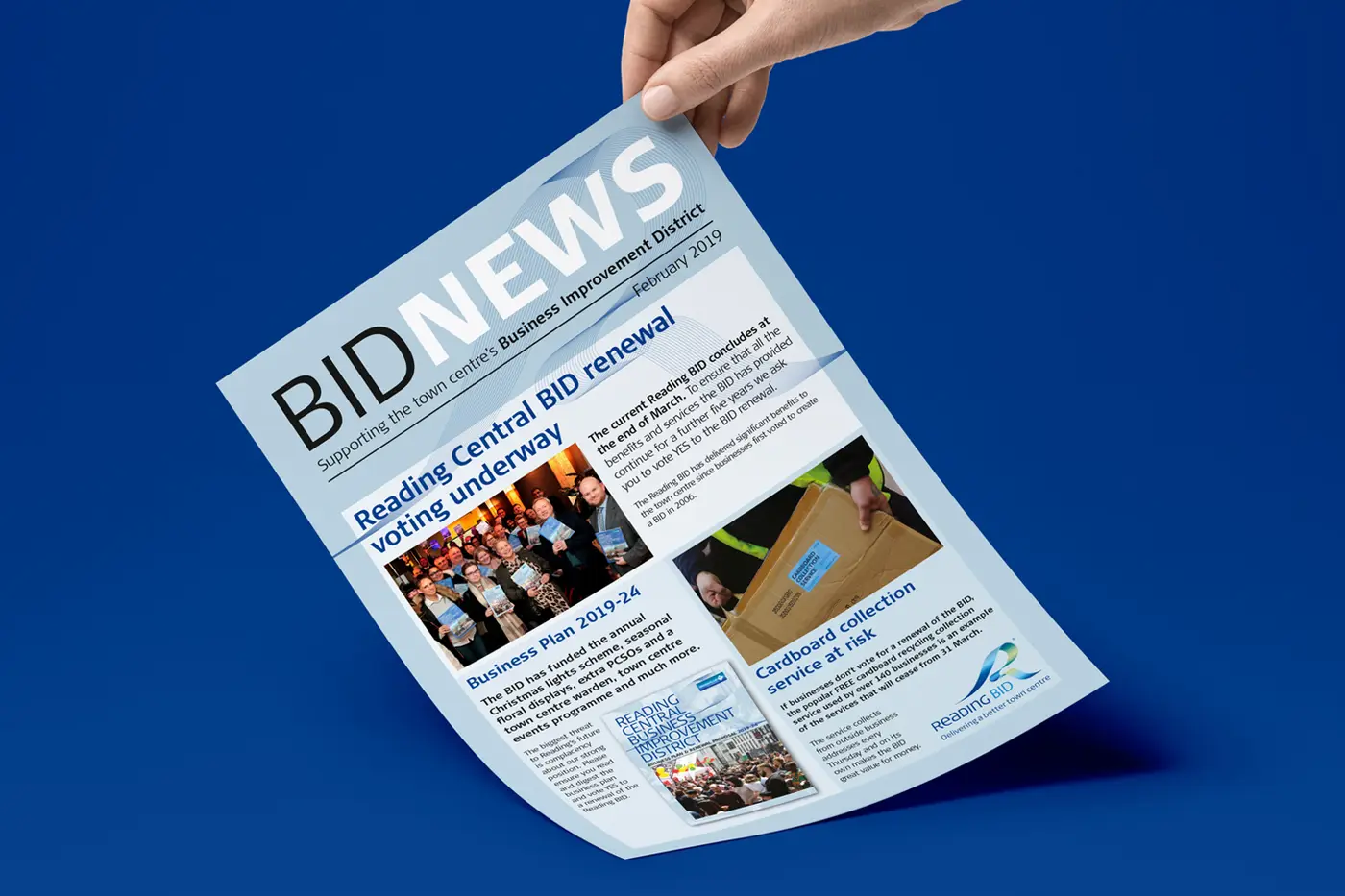 Reading UK BID newsletter design