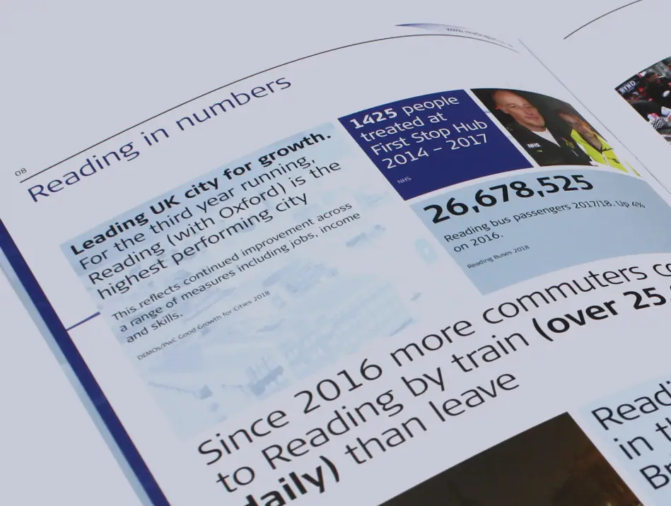 Reading UK BID brochure design